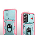Husă blindată pentru Samsung Galaxy S23 FE, CamShield Slide, verde / roz