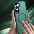 Husă pentru Samsung Galaxy S21 FE, pentru MagSafe, ERBORD Matt Case, verde + sticlă pentru ecran