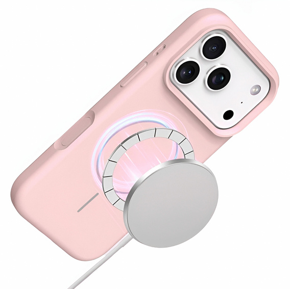 Husă din silicon pentru iPhone 17 Pro Max, pentru MagSafe, antișoc, roz