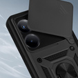 Husă blindată pentru Xiaomi Redmi Note 14 4G, CamShield Slide, negru