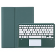 Carcasă + tastatură Samsung Galaxy Tab S9+, Leather Pen Slot TouchPad, verde închis