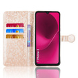 Husa cu clapetă pentru T Phone 3 5G, Wallet Rhombus, de aur