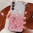 Husă pentru Samsung Galaxy S24, Glitter Flower, roz rose gold