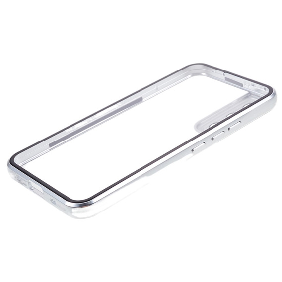 Husa pentru Samsung Galaxy S21, Magnetic Dual Glass, de argint