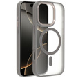 Husă pentru iPhone 16 Pro, pentru MagSafe, ERBORD Matt Case, transparent / titan + sticlă pentru ecran