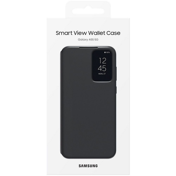 Caz original Samsung pentru Galaxy A55 5G, S View Wallet Cover, negru