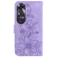 Cu clapetă pentru Oppo A60, Lily Flower, violet