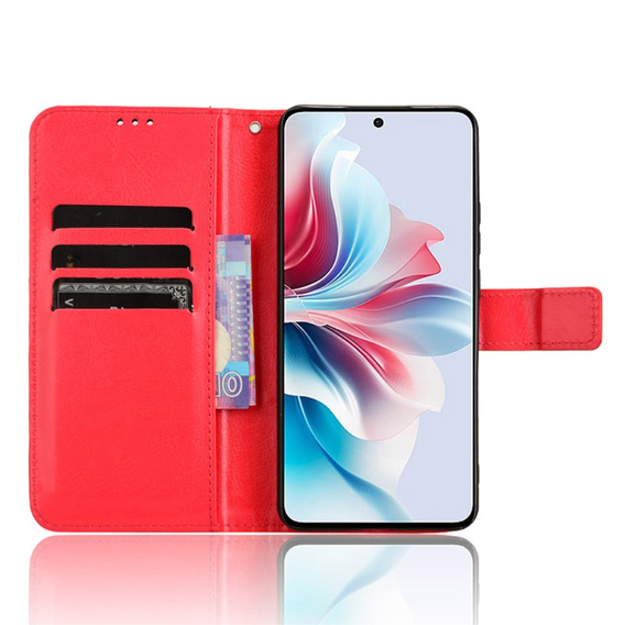 Cu clapetă pentru Oppo Reno 11F 5G, Crazy Horse Wallet, roșu