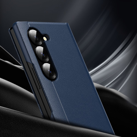 Husă cu clapetă pentru Samsung Z Fold5 5G, Smart View Wallet, albastru închis