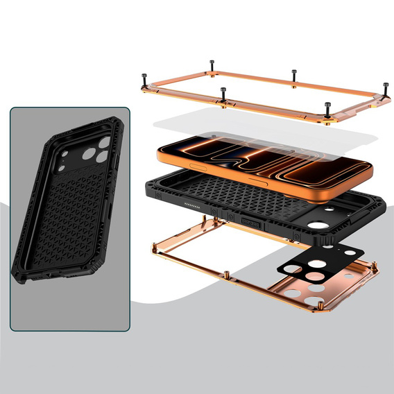 Carcasă impermeabilă IP68 pentru iPhone 17 Pro Max, portocaliu