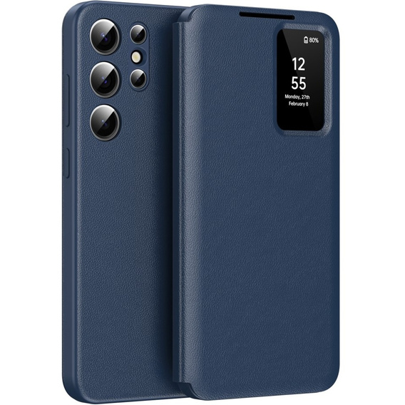 Husă cu clapetă pentru Samsung Galaxy S25+ Plus, Smart View Wallet, albastru