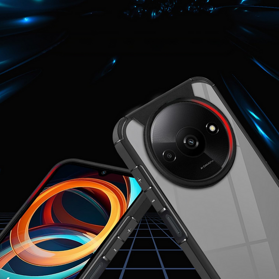 Carcasă pentru Xiaomi Redmi A3, Fusion Hybrid, cu protecție pentru camera foto, transparent / negru