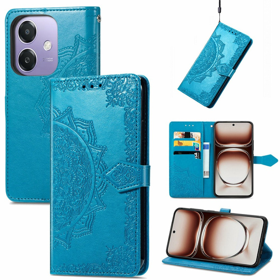 Cu clapetă pentru Oppo A40 / Oppo A40m, Mandala, albastru