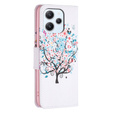 Cu clapetă pentru Xiaomi Redmi 12 4G, Wallet, colorful tree, alb