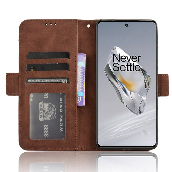 Cu clapetă pentru OnePlus 12 5G, Card Slot, maro