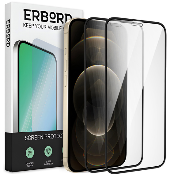 2x sticlă ceramică ERBORD Hybrid Glass pentru iPhone 12 / 12 Pro