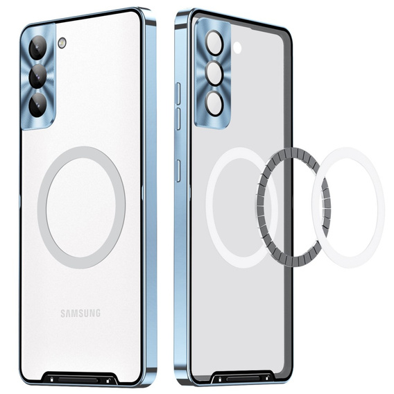 Carcasă de protecție pentru camera foto pentru Samsung Galaxy S21 FE 5G, CamShield MagSafe, transparent / albastru