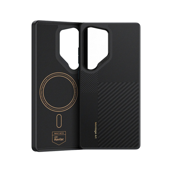 Carcasa BENKS Kevlar pentru Samsung Galaxy S25 Ultra, pentru MagSafe, Carbon Fiber, negru