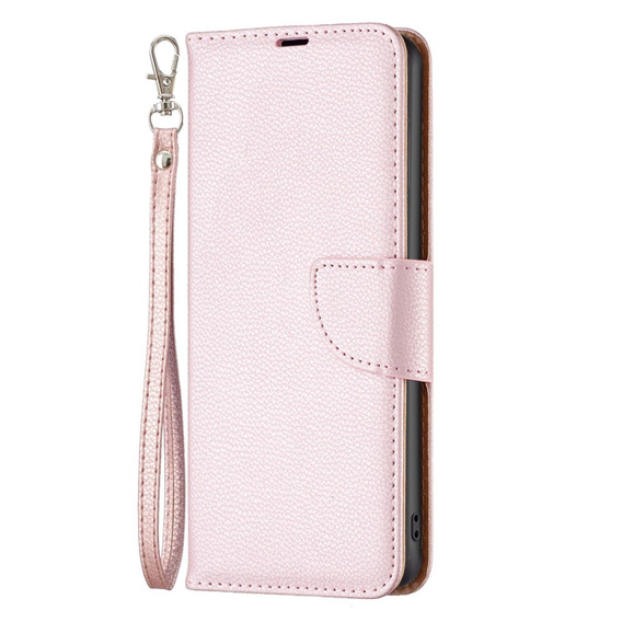 Cu clapetă pentru Samsung Galaxy A54 5G, Wallet Litchi Magnet, roz rose gold