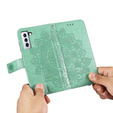 Cu clapetă pentru Samsung Galaxy S21 FE, Mandala, verde