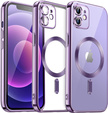 Husă pentru iPhone 12, Electro MagSafe, violet + Sticlă pentru ecran