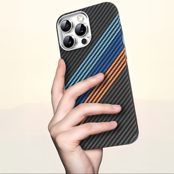 Carcasa pentru iPhone 13 Pro, Carbon Fiber MagSafe, albastru închis