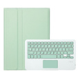 Carcasă + tastatură Samsung Galaxy Tab A9+, Leather Pen Slot TouchPad, verde deschis