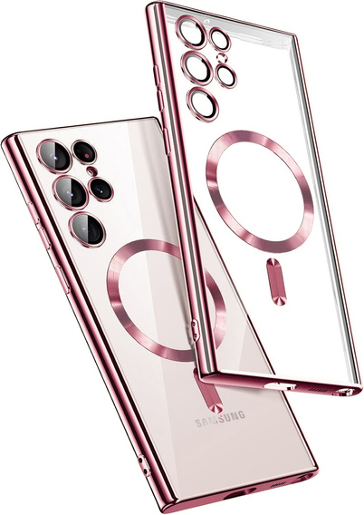 Husă pentru Samsung Galaxy S25 Ultra, Electro MagSafe, roz rose gold + Sticlă pentru ecran
