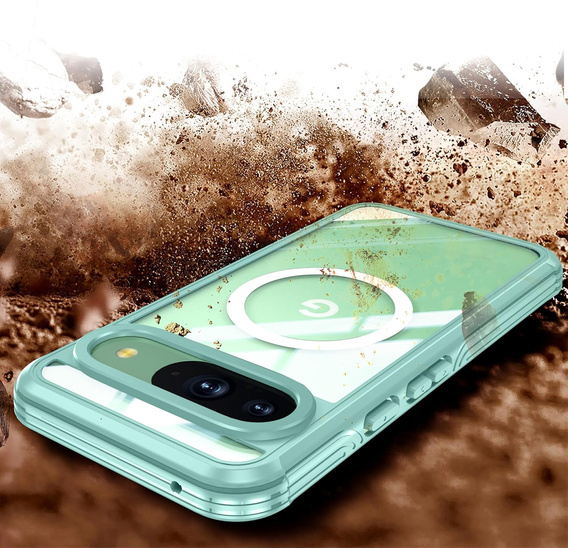 Husă pentru Google Pixel 9 / Google Pixel 9 Pro, Shockproof, cu sticlă, pentru MagSafe, verde