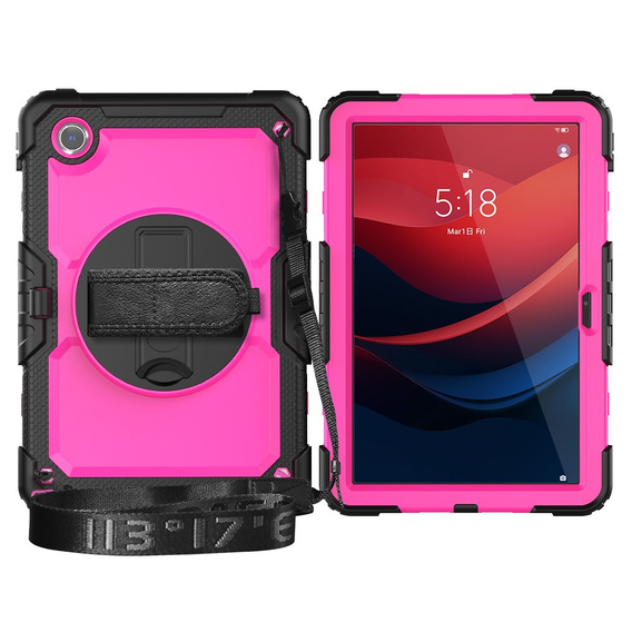 Husa blindată pentru Lenovo Tab M11, carcasă de protecție 360 cu slot pentru stylus, roz
