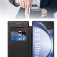Cu clapetă pentru Samsung Galaxy S25 Ultra, RFID Wallet MagSafe CamShield, negru