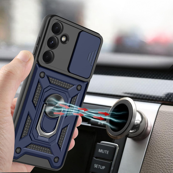 Carcasă blindată pentru Samsung Galaxy A56, CamShield Slide, albastru + sticlă călită 9H