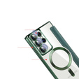 Cu clapetă pentru Samsung Galaxy S22 Ultra 5G, RFID Wallet MagSafe CamShield, verde