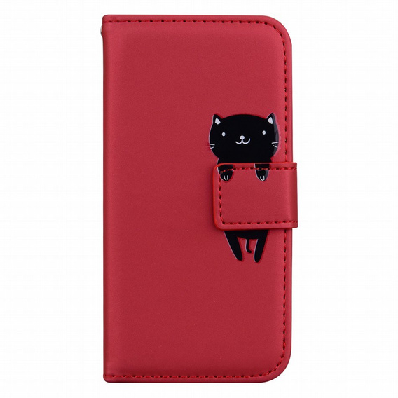 Cu clapetă pentru Xiaomi Redmi Note 8 Pro, Wallet Cat, roșu