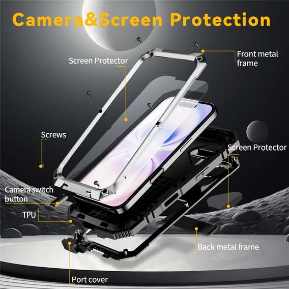 Husă R-JUST cu suport și sticlă încorporată pentru iPhone 17