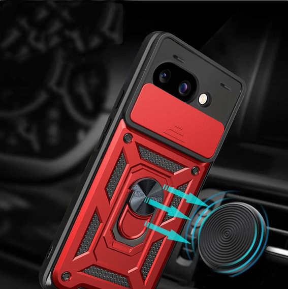 Husă blindată pentru Google Pixel 9A, CamShield Slide, roșu