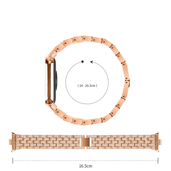 Brățară cu diamante pentru Xiaomi Smart Band 8 Pro, aur roz roz