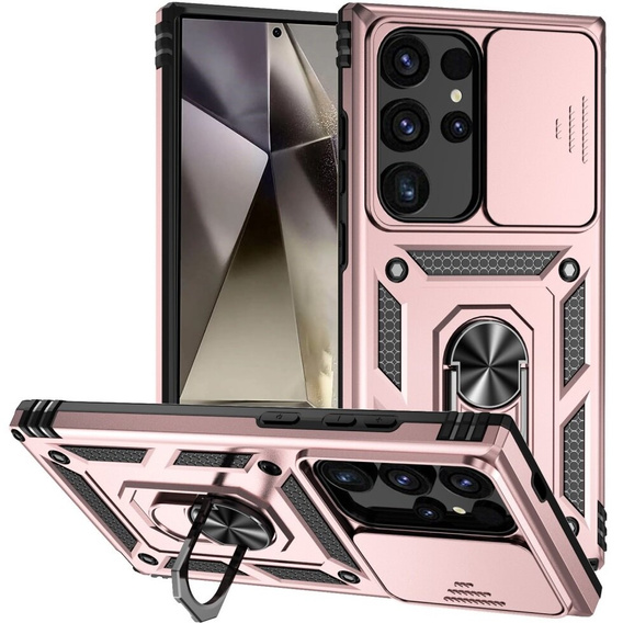 Husă blindată pentru Samsung Galaxy S24 Ultra, CamShield Slide, roz rose gold
