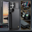 Husa cu clapetă CASEME pentru Samsung Galaxy S25 Ultra, Litchi Wallet, negru