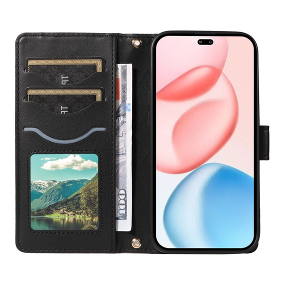 Carcasă cu clapetă pentru Honor 400 Pro 5G, Crossbody Leather Wallet, negru