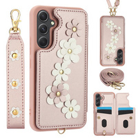 Husa pentru Samsung Galaxy S23 FE, Leather Flower Card Slot, roz