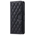 Husă cu clapetă pentru Samsung Galaxy S25 FE, Rhombus Crossbody Leather, negru