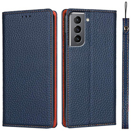 Husă din piele pentru Samsung Galaxy S22, ERBORD Grain Leather, albastru închis