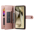 Cu clapetă pentru Samsung Galaxy S25 Ultra, Wallet Zipper Pocket, roz