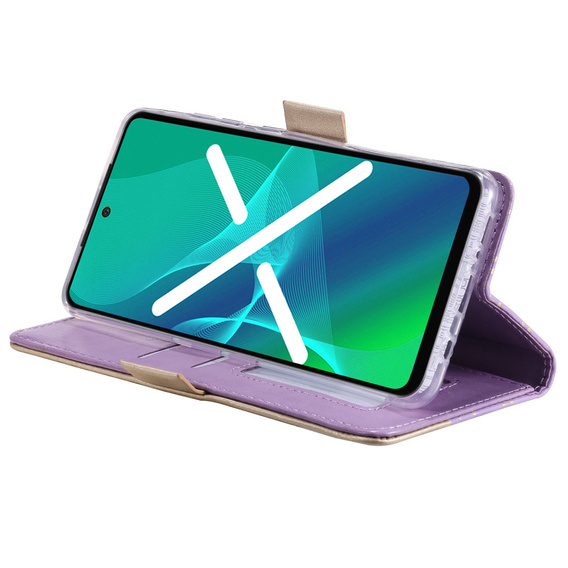 Carcasă cu clapetă pentru Samsung Galaxy S22+ Plus 5G, Wallet Pocket Zipper Lace, violet