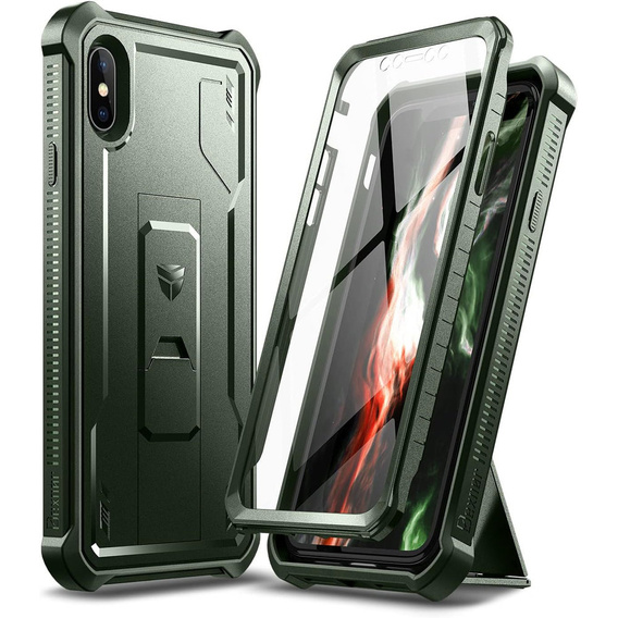 Husă blindată pentru iPhone X / XS, Dexnor Full Body, verde