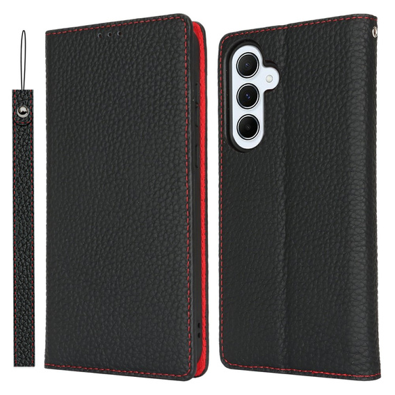 Cu clapetă pentru Samsung Galaxy S25+ Plus, Litchi Skin Grain, negru