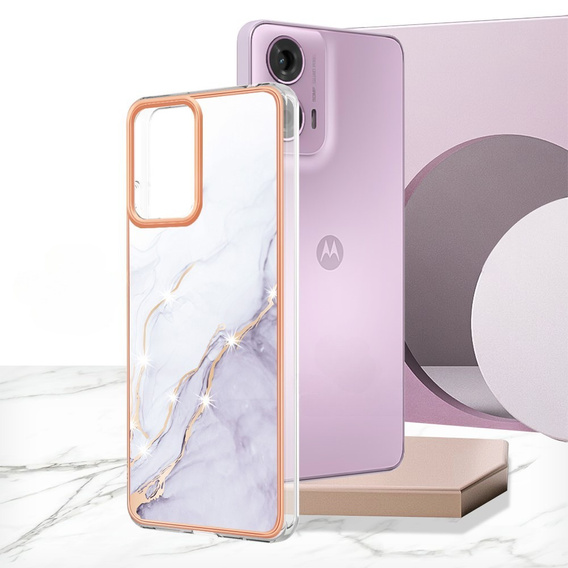 Carcasă de protecție pentru Motorola Moto G24 / G24 Power / G04, Marble Slim Case, alb