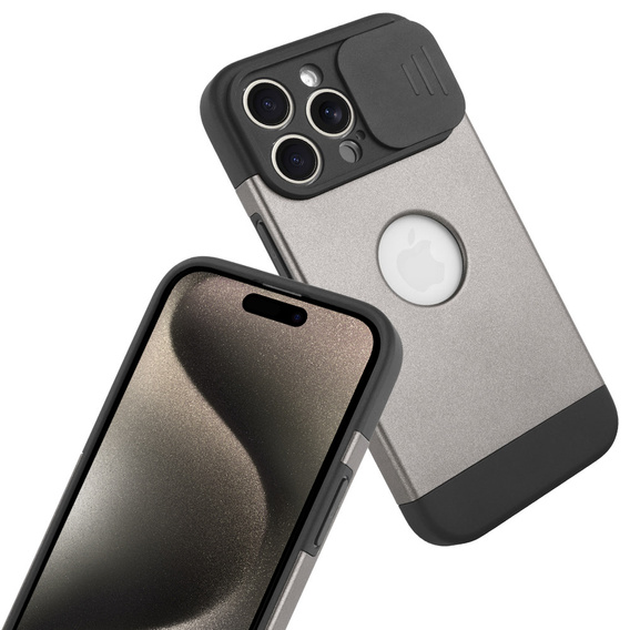 Huse pentru iPhone 15 Pro, ERBORD MagProtect Slide Camera, gri titan