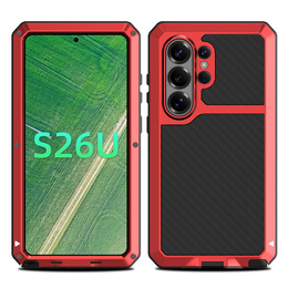 Husă blindată cu sticlă încorporată pentru Samsung Galaxy S26 Ultra, roșie